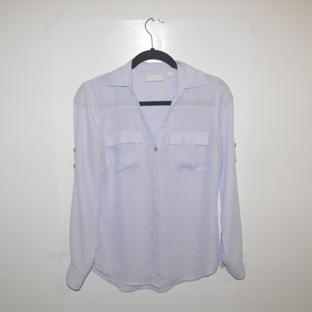 New York & Company Nude Purple Long Sleeve Top